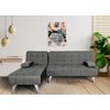 Sofá Chaise Longue Aroa-xs Tela 3 Plazas Convertible En Cama 198x150cm Color Gris Oscuro