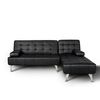 Sofá Chaise Longue Aroa-xs Polipiel 3 Plazas Convertible En Cama 198x150cm Color Negro