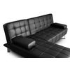 Sofá Chaise Longue Aroa-xs Polipiel 3 Plazas Convertible En Cama 198x150cm Color Negro