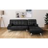 Sofá Chaise Longue Aroa-xs Polipiel 3 Plazas Convertible En Cama 198x150cm Color Negro