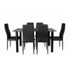 Conjunto De Mesa Cristal Templado 140x80cm Y 6 Sillas Color Negro