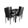 Conjunto De Mesa Cristal Templado 140x80cm Y 6 Sillas Color Negro