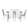 Conjunto De Mesa Cristal Templado 140x80cm Y 6 Sillas Color Blanco