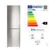 Frigorífico Combi No Frost Inox - Altura 185cm - Refrigerador 228l - Congelador 92l - Universal Blue