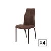 Pack De 4 Sillas De Comedor Estilo Contemporáneo Con Asiento Y Respaldo En Microfibra Color Marrón Chocolate. Modelo Marian