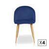 Pack De 4 Sillas De Comedor Estilo Vintage Color Azul Índigo. Modelo Mercedes