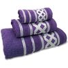 Juego Toallas Baño, 100% Algodón, Rizo 450gr, Set 3 Piezas Ducha Manos Tocador, Rombos Violeta  Briebe Amazonica Basic