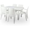 Conjunto Mesa Viana Rectangular  + 6 Sillas Caribe De Resina - Crevicosta. Blanco