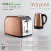 Makecuisine Tostador De Diseño Loft, Inspire Collection - 2 Ranuras Para 2 Rebanadas - Función Cancelar, Descongelar Y Recalentar - Soporte Calientapanecillos Y Bolsa De Tostar De Regalo - Acero Inoxidable - Color Copper Tech- Potencia 900w