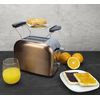 Makecuisine Tostador De Diseño Loft, Inspire Collection - 2 Ranuras Para 2 Rebanadas - Función Cancelar, Descongelar Y Recalentar - Soporte Calientapanecillos Y Bolsa De Tostar De Regalo - Acero Inoxidable - Color Copper Tech- Potencia 900w