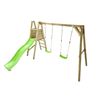 | Masgames | Parque Infantil Lignum | Columpio De Dos Plazas | Tobogán Altura 120 Cm Con Conector Manguera | Madera Tratada | Anclajes Incluidos |