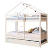 Litera Casita + Cama De Arrastre Madera Blanco 90x190/90x190cm