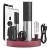 Vinak - Kit Wine Expert - Sacacorchos Eléctrico Recargable En Acero Inoxidable, Tapón De Vino De Vacío, Vertedor De Vino Y Cortacápsulas. Diseño Moderno. Abrebotellas Sin Esfuerzo.