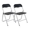 Pack De 2 Sillas Plegables De Metal Y Pvc Con Asiento Acolchado - Negro