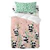 Juego Nórdico 2 Piezas 100% Algodón Panda Garden 100x135 Cm (cuna) Rosa