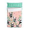 Saco Nórdico 100% Algodón Panda Garden 90x200 Cm (cama 90) Con Relleno Rosa