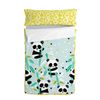 Saco Nórdico 100% Algodón Panda Garden Blue 90x200 Cm (cama 90) Con Relleno Azul