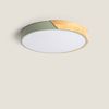 Plafón Led 24w Circular Madera Cct Seleccionable Ø418 Mm Semi-dari Verde Celadón