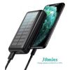 Batería Powerbank Solar Klack De 30000mah, Cargador Solar Portátil Con Entradas Tipo C Y Microusb