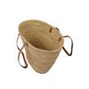 Bolso De Mimbre - Cesta De La Compra Con Asas - Capazo Fibras Naturales  50 X 33 X 33 Cm (asas De Cuero Largas)jardin202