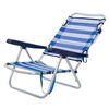 Silla De Playa Baja Reclinable 4 Posiciones Convertible En Tumbona Azul Y Blanco De Aluminio Y Textileno De 61x47x80 Cm