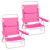 Pack 2 Sillas De Playa Asiento Bajo Reclinables 4 Posiciones Rosa De Aluminio Y Textileno Y 1 Carro Portasillas De Doble Despliegue