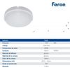 Luminaria Led  Feron Al3005s, 18w, 4000k , 230v, 1900lm, Ip65, Color Blanco