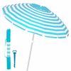 Pack De Sombrilla De Playa Turquesa 16 Varillas De Fibra Vidrio Antiviento Con Protecciã³n Solar Upf+50 De Aluminio Y Soporte De Arena, De Ã˜ 240 Cm