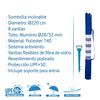 Pack De Sombrilla De Playa Azul 8 Varillas De Fibra Vidrio Antiviento Con Protecciã³n Solar Upf+50 De Aluminio Y Soporte De Arena, De Ã˜ 220 Cm