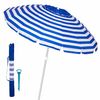 Pack De Sombrilla De Playa Azul 16 Varillas De Fibra Vidrio Antiviento Con Protecciã³n Solar Upf+50 De Aluminio Y Soporte De Arena, De Ã˜ 240 Cm