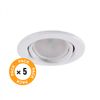 Pack De 5 Bombillas Led Gu10 6w 500lm 6000ºk 40.000h - Aro Downlight Redondo Inclinable "vepa" Acero 90mm - Blanco