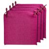 Pack 4 Cojines Para Sillas Con 2 Cintas De Sujeción, 40x40x3cm, Fucsia