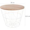 Mesa Auxiliar Estructura Metalica Y Tapa De Madera Extraible Ø38x30,5 Cm