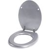 Tapa Wc Universal Con Bisagras De Acero Inox De Madera 43,5x37,5 Cm Plata