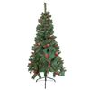 Arbol De Navidad Verde Con Adornos De Muerdago Y Piñas, Plastico 150cm