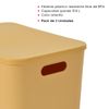 Pack 2 Caja De Plástico Con Tapa Y Asas, Amarillo, 35x25x21,5 Cm