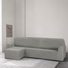 Funda Sofa Chaiselongue, Poliéster, Grisclaro, Brazo Corto Rústica Izq