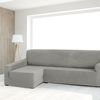 Funda Sofa Chaiselongue, Poliéster, Grisclaro, Brazo Largo Rústica Izq