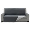 Cubre Sofa Acolchado, Reversible, Gris Oscuro Y Gris Claro, 2 Plazas