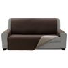 Cubre Sofa Acolchado, Reversible, Marrón Y Beige, 3 Plazas