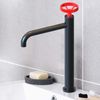 Pack Columna De Ducha 83-119cm Y Grifo De Lavabo Monomando K2o 23x6,7x37cm Negro Mate Reguladores Rojos, Latiguillos Y Aireador