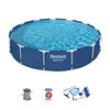 Pack Piscina Desmontable Redonda Bestway Steel Pro 396x84 Cm Con Depuradora De Cartucho 2.006 L/h Y Kit De Mantenimiento