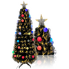 Árbol Navidad De Fibra Óptica Bolas Luz Multicolor Y Estrella 60cm