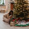 Falda De Árbol De Navidad  Tela Navideña Para Base De Árbol Cubre Pie  90cm Rojo