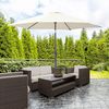 Sombrilla Parasol Reclinable Para Jardín Patio Terraza Playa Piscina Con Manivela Protector Uv 2.7x2.35m Aluminio Negro