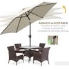 Sombrilla Parasol Reclinable Para Jardín Patio Terraza Playa Piscina Con Manivela Protector Uv 2.7x2.35m Aluminio Negro