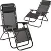 Silla Gravedad Cero Silla De Patio Reclinable Tumbona Plegable De Descanso Ajustable Con Reposacabezas Negro