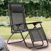 Silla Gravedad Cero Silla De Patio Reclinable Tumbona Plegable De Descanso Ajustable Con Reposacabezas Negro