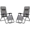 Set De 2 Sillas Gravedad Cero Reclinables Tumbonas Sillas Reclinable Ajustable Butacas Plegable Con Almohada Gris