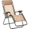 Set De 2 Sillas Gravedad Cero Reclinables Tumbonas Sillas Reclinable Ajustable Butacas Plegable Con Almohada Beige